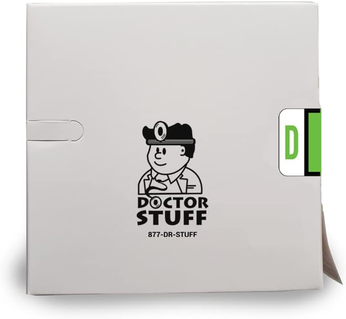 Doctor Stuff - File Folder Labels, Alphabet Letter D, Compatible with Smead BCCR/BCCS - TPAM Series, Fluorescent Green, 1" x 1-1/4", 500/Roll