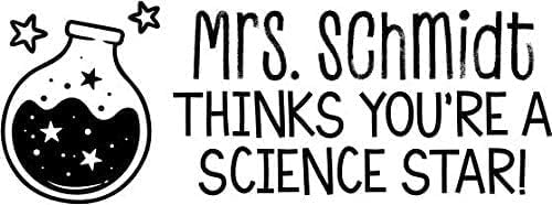 Custom Self-Inking Teacher Stamps | 49 Designs | Fun Phrases | Grading Made Easy | Classroom and Library Book Stamps (Science Star, Xtra Wide)