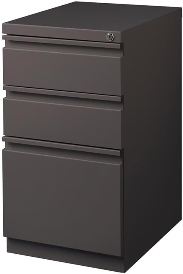 BOWERY HILL 20" 3-Drawer Modern Metal Mobile Pedestal File Cabinet in Espresso