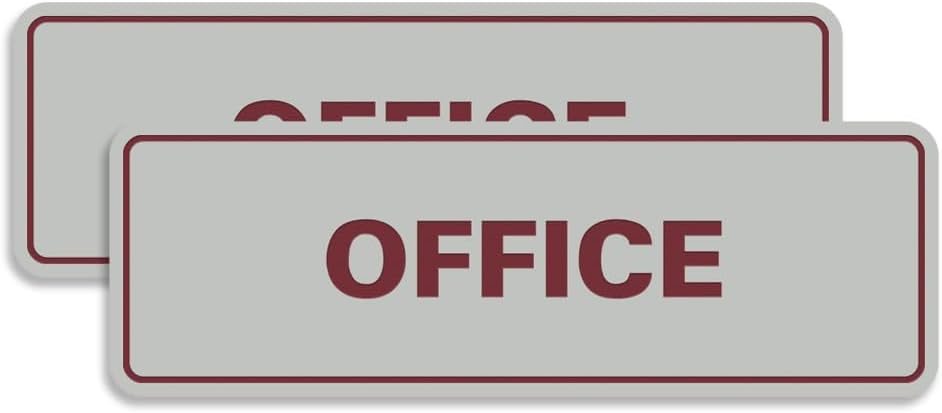 Signs ByLITA Standard Office Sign - Professional Business Signage - Easy to Install (Light Grey/Burgundy) - Small 2 Pack