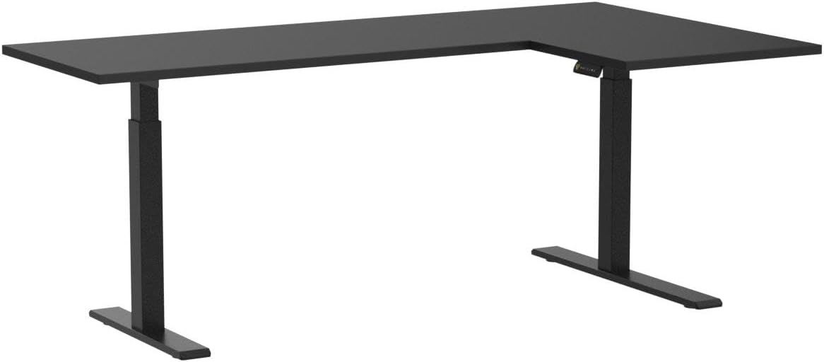 FLEXISPOT Pro Corner Desk Dual Motor L Shaped Computer Electric Standing Desk Sit Stand Up Desk Height Adjustable Desk Home Office Table with Splice Board, 63x40 Black(2 Pakages)