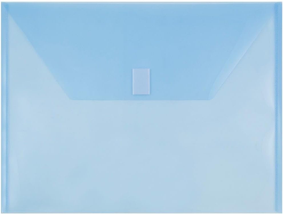 JAM PAPER Plastic Envelopes with Hook & Loop Closure - Letter Booklet - 9 3/4 x 13 - Blue - 3/Pack