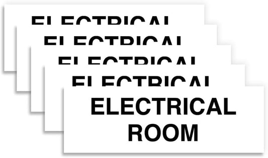 All Quality Basic Electrical Room Sign | Durable Construction | Building Safety - White - Small (5 Pack)