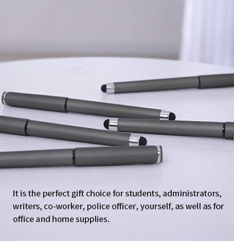 MiSiBao 0.7mm Black Ink Gel Ink Rollerball Pens 2 in 1 Medium Point Pens with Stylus Work Pen Smooth Writing for Office Black gel pen (Dark Grey-18pack)