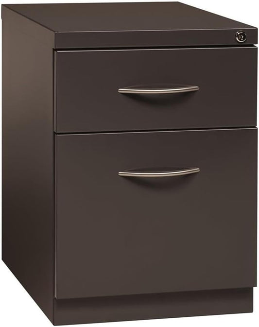 BOWERY HILL Mobile Pedestal File 2-Drawer Box/File with Arch Pull in Charcoal