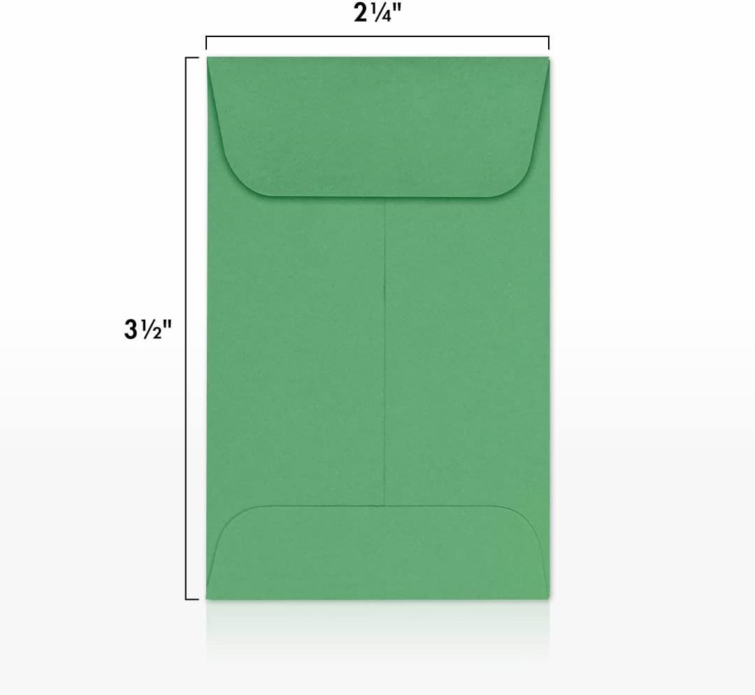 LUXPaper #1 Coin Envelopes | 2 1/4" x 3 1/2" | Holiday Green | 80lb. Text | 500 Qty