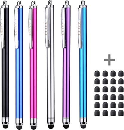 Stylus, Stylus Pens for Touch Screens Including Apple iPad Air 2, iPad Pro, iPad mini 4, iPhone 15/14/13, iPhone 15/14/13 Plus, Kindle Fire HD, Samsung Galaxy Tab and Nexus (Pack of 6)