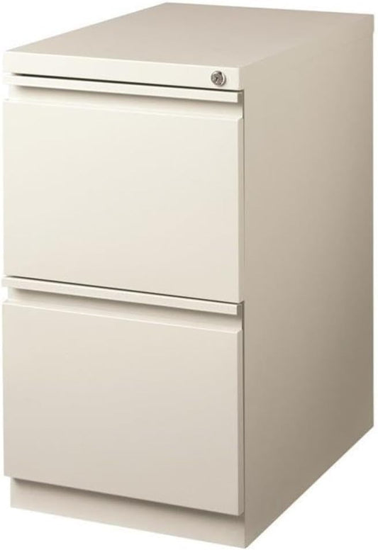 BOWERY HILL 2-Drawer Stainless Steel Mobile Pedestal File Cabinet in Light Gray