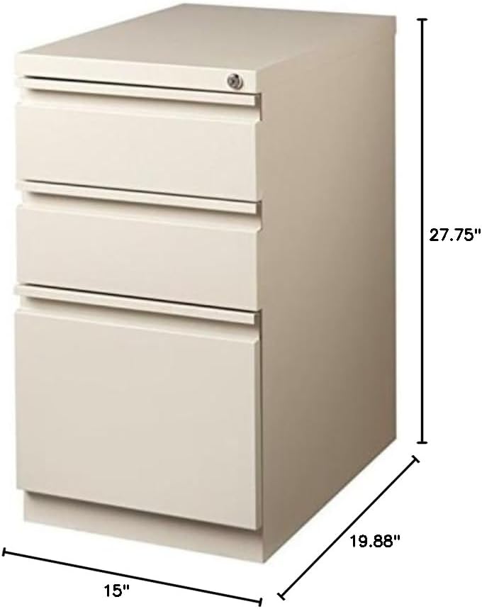 Pemberly Row 27.75" H X 15.00" W Modern 3 Drawer Metal Mobile File Cabinet in Putty with Lock Included