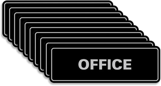 Signs ByLITA Standard Office Sign - Professional Business Signage - Easy to Install (Black/Silver) - Small 10 Pack