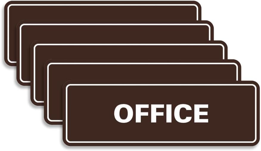 Signs ByLITA Standard Office Sign - Professional Business Signage - Easy to Install (Dark Brown) - Medium 5 Pack