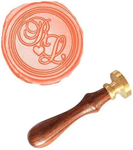 Vintage Custom Wedding Sealing Wax Seal Stamp Kit 2 Letter Heart Love Monogram Rosewood Handle Invitation Embellishment Christmas Gift Package Customize Personalized Words Wax Seal Stamp Set