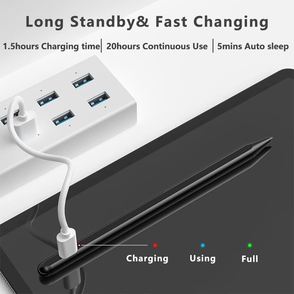 Stylus Pen for iPad (2018-2025) with Fast Charging & Palm Rejection, Pencil for Apple iPad 11th A16/10/9/8/7/6th, Pro 11“13”M4/12.9 inch, Air 11/13 inch M3 2025&M2 2024/5/4/3rd, Mini A17 Pro/6/5th
