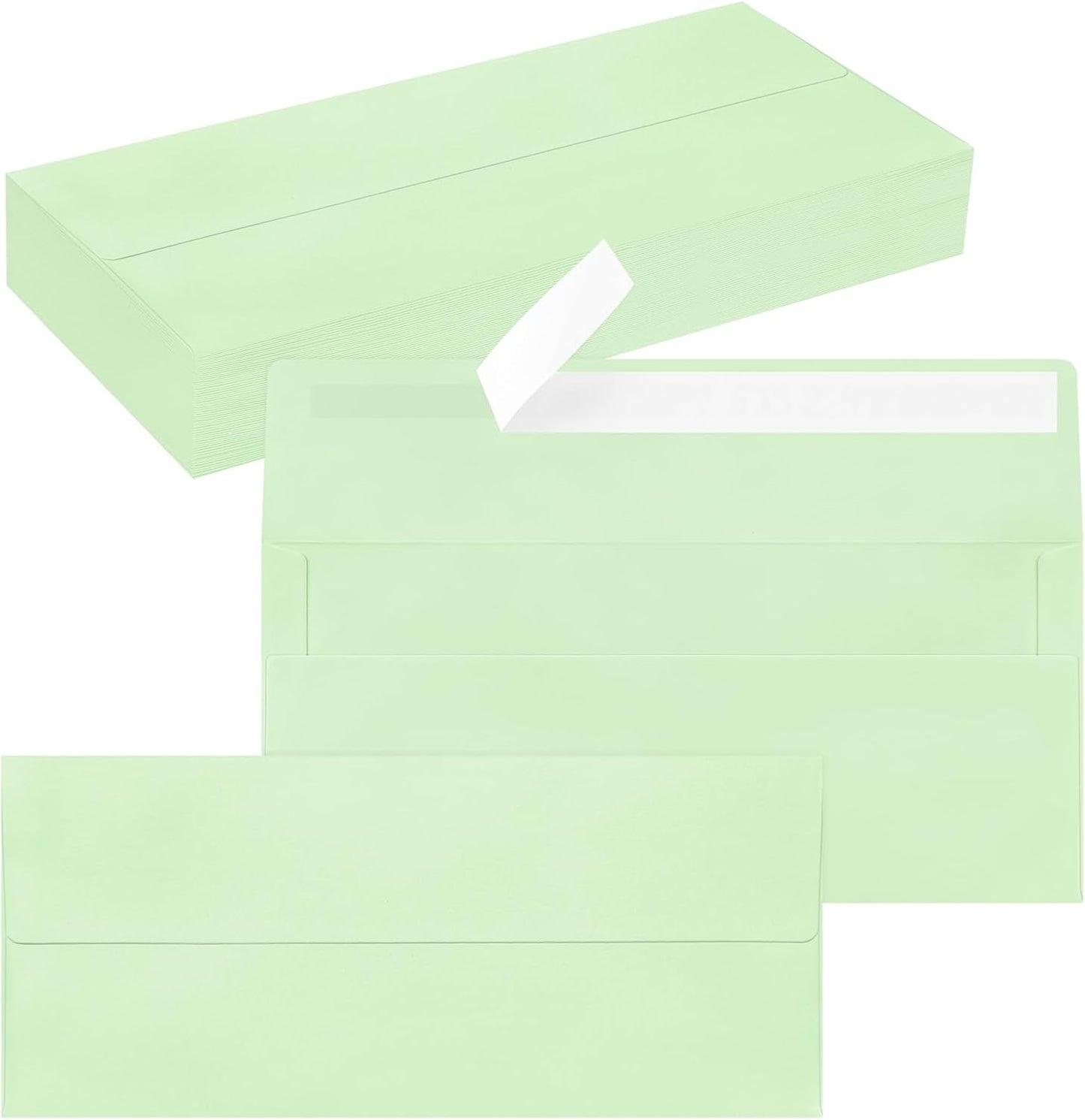 50 Pack #10 Business Envelopes, Self Seal Standard Light Green Envelopes for Secure Business & Legal Mailing, Office, Checks, Letter, Invoices, 4 1/8 x 9 1/2 Inches