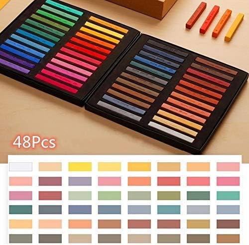 Non Toxic Artist Pastels,Square Soft Pastels Set,Chalks 12/24/36/48 Colors Soft Dry Pastel Artist Chalk Pastel Sticks for Office School Art Drawing Painting Supplies Professional Art Pastel (48Pcs)