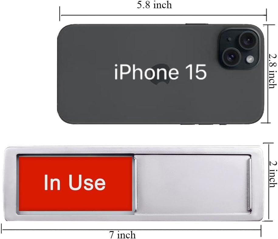 In Use or Available Sign, Magnetic Privacy Occupied Vacant Door indicator for Bathroom/Restroom/Office/Meeting Room, Durable Plastic (Silver), 7'' x 2''