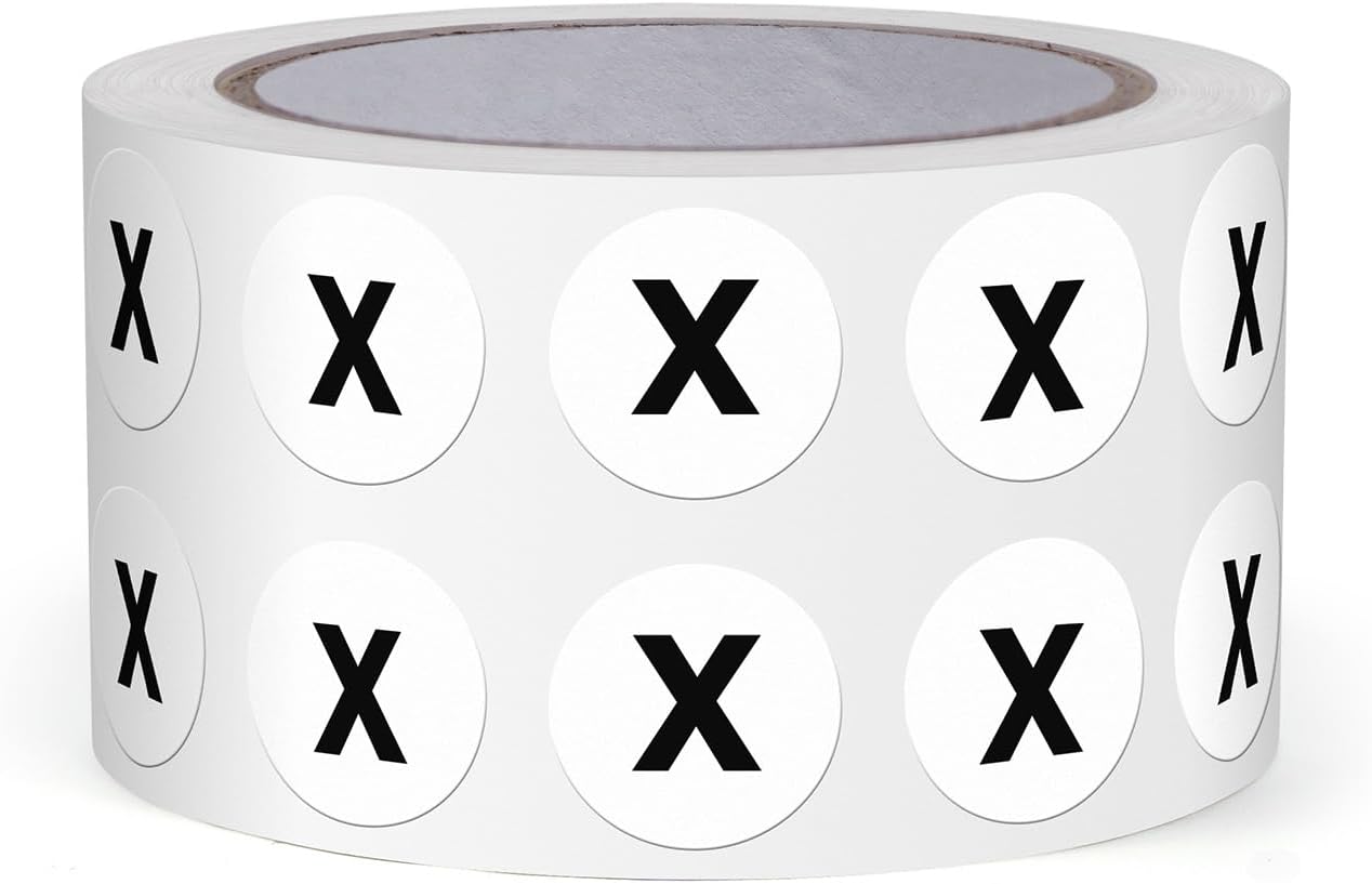 Letter X Round Stickers 0.5 Inch Vinyl Circle Capital Alphabet Labels Self-Adhesive Removable Waterproof Dots Tags for Home Office Inventory 1000 PCS