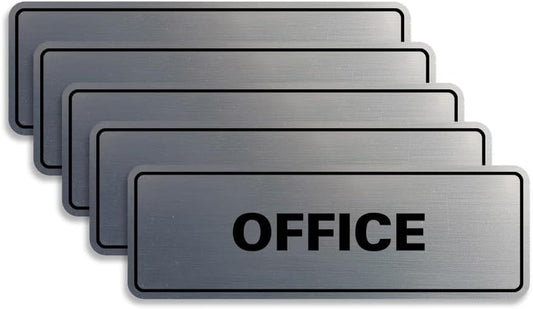 Signs ByLITA Standard Office Sign - Professional Business Signage - Easy to Install (Brushed Silver) - Small 5 Pack