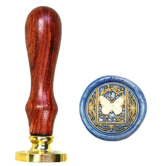 Starry Butterfly Wax Sealing Stamp with Removable Brass Head Wooden Handle - Retro Vintage Animal Sealing Wax Stamp for Letter Cards Invitations