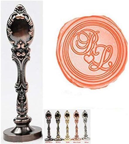 Custom Sealing Wax Seal Stamp Kit 2 Letter Heart Monogram Red Brass Handle Custom Wedding Invitation Christmas Card Embellishment Gift Wrapping Package Customize Personalized Wax Seal Stamp Set