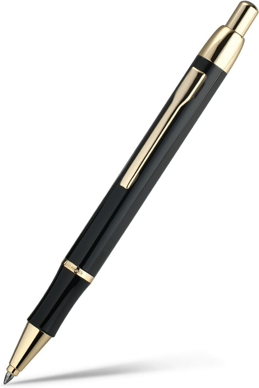 Black Gel Pen With 24K Gold Finish, Fine lacquer work, Best Men's And Women's Gift Pen Set, Professional, ADMOK Black Refill, Smooth Writing, Executive, Office, Click, Nice Retractable Pens