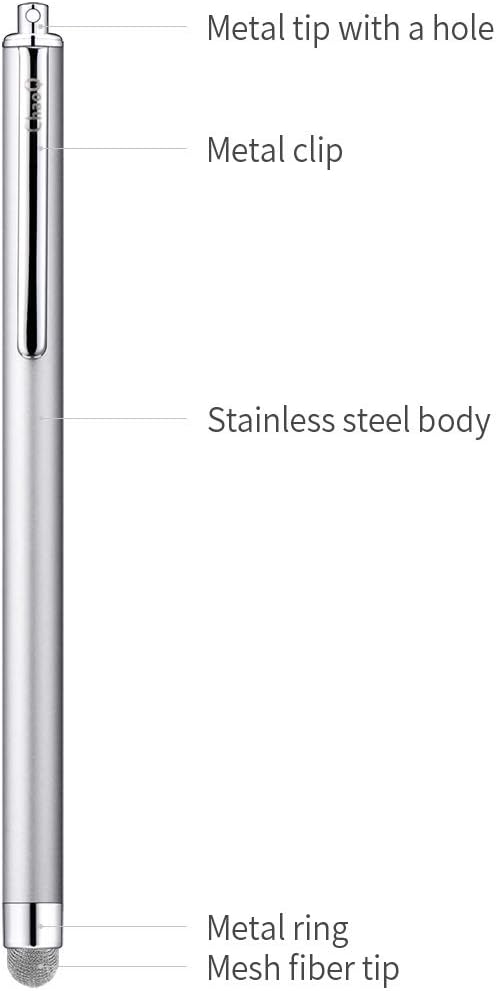 ChaoQ Stylus Pens for Touch Screens, Mesh Fiber Capacitive Stylus (6-Pack), with 6 Replaceable Mesh Tips (Black, White, Pink, Green, Sky Blue, Silver)
