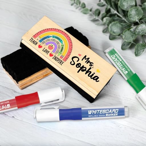 Personalized Name Chalkboard Eraser for Teachers – Dry Erase Board Cleaner –Back to School Supplies and First Day of School Gift- Custom Name