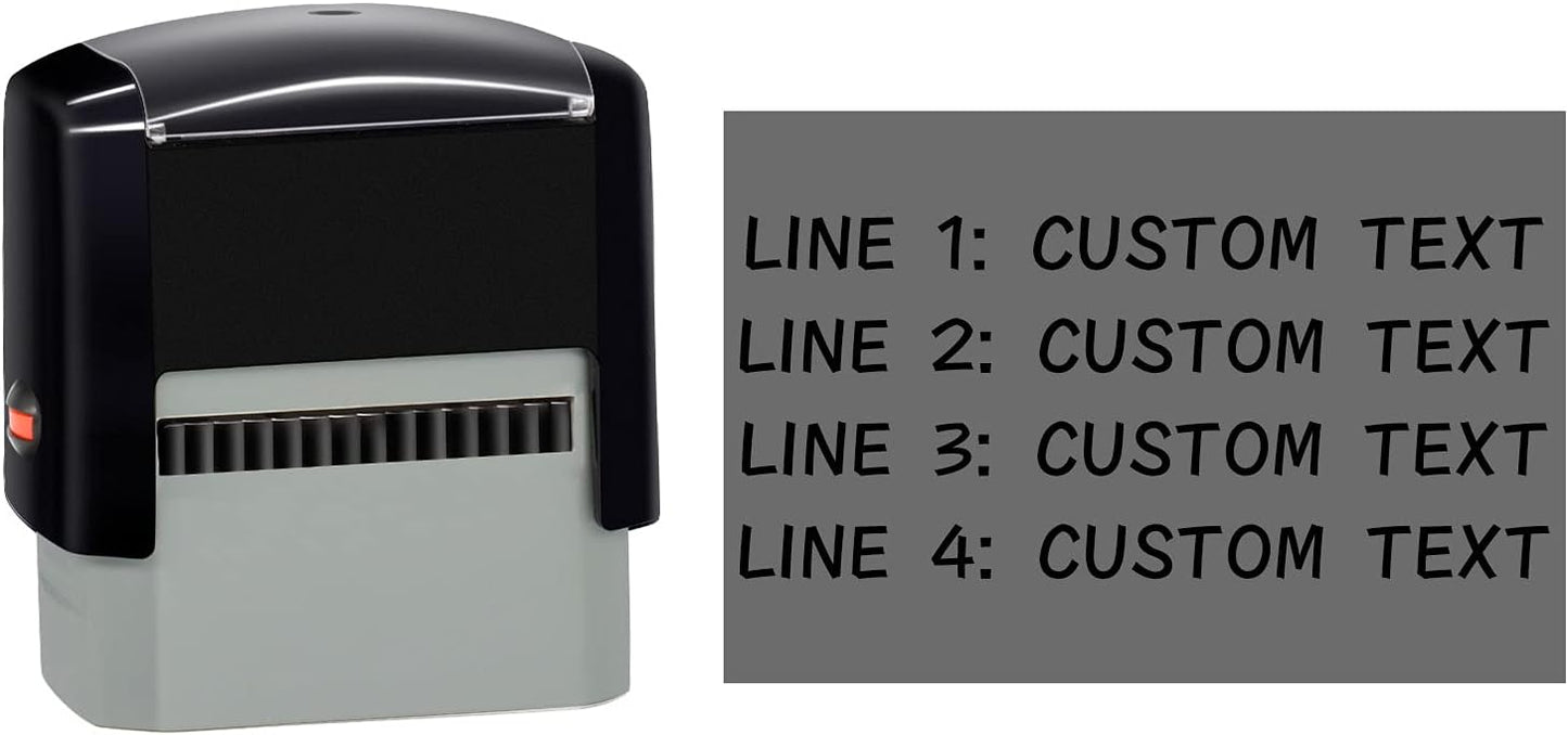 Personalized Stamp (47 x 18mm -4 Lines)- Custom Self Inking Rubber Stamps- Return Custom Address Stamp (Green)