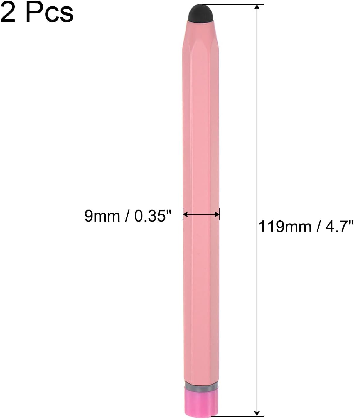 MECCANIXITY 2pcs Stylus Pens for Touch Screens Hexagon Crayon Stylus Pen Universal Capacitive Stylus for All Touch Screen Devices, 4.7" Pink