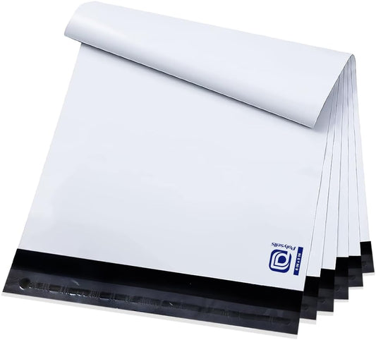 POLYSELLS Poly Mailers Shipping Envelopes, Strong Adhesive Sealing, Waterproof, and Tear-resistant Postal Mailing Bags for Clothing, Books, and Accessories (White, 100, 6" X 9")