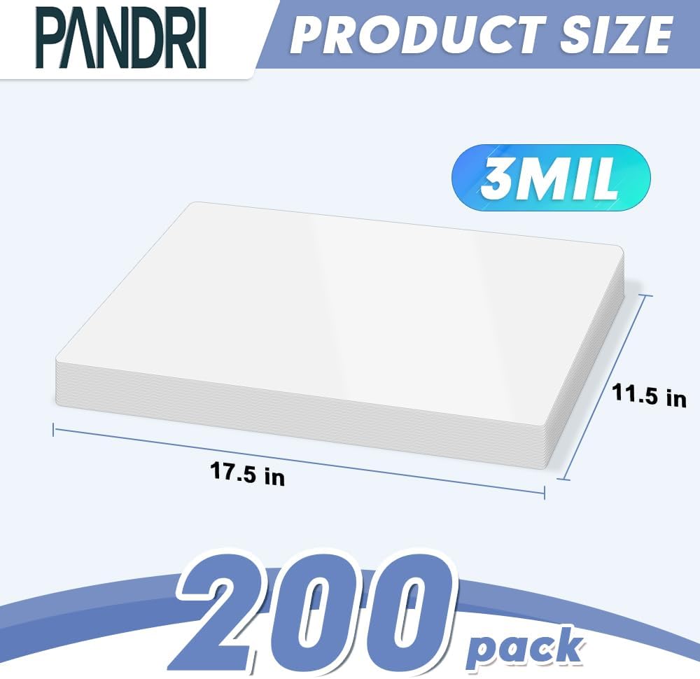 Laminating Sheets, PANDRI 200 Pack Thermal Laminating Pouches Holds 11 x 17 Inch, 3 Mil Plastic Laminator Paper 11.5 x 17.5 Inch, Clear Round Corner