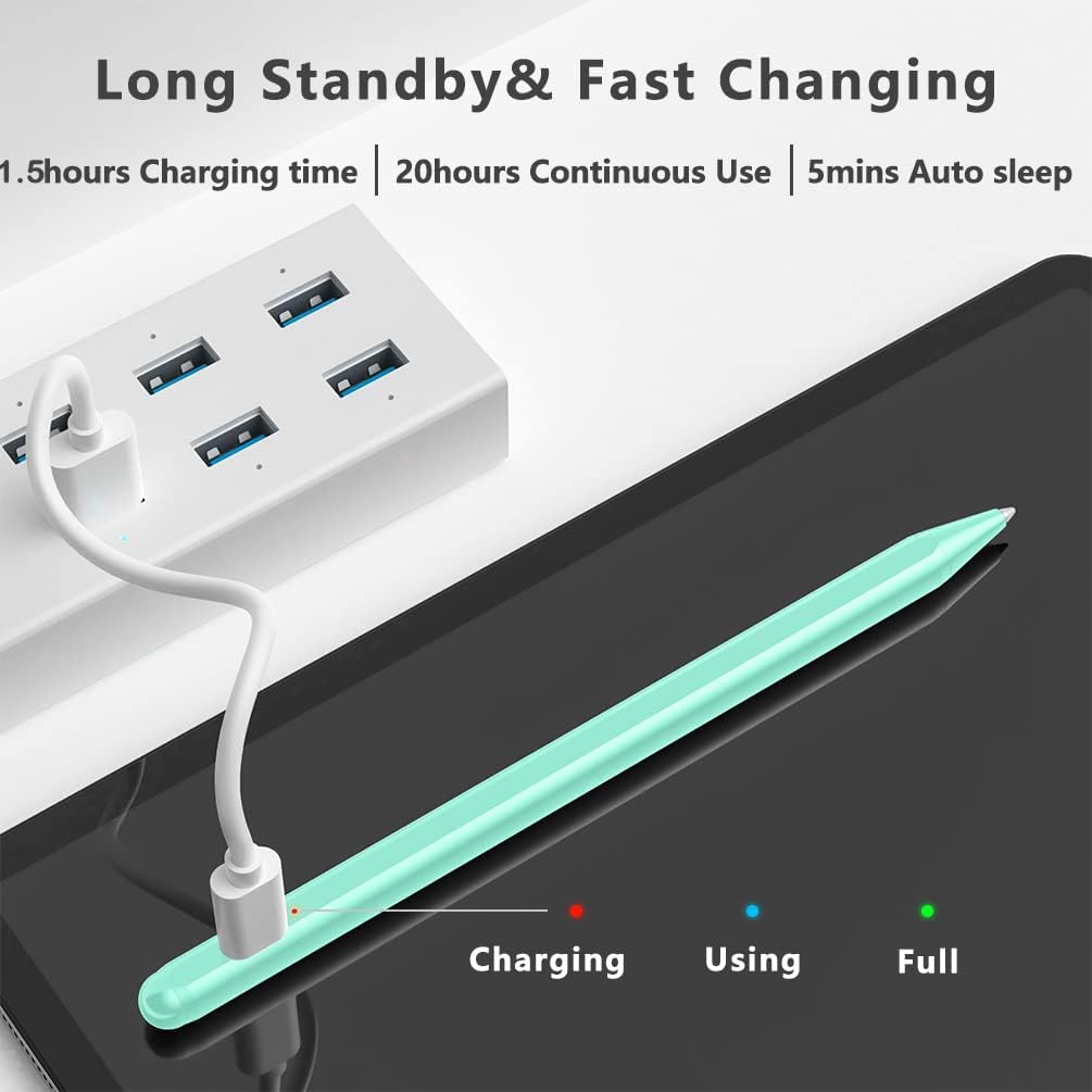Stylus Pen for iPad (2018-2025) with Fast Charging & Palm Rejection, Pencil for Apple iPad 11th A16/10/9/8/7/6th, Pro 11“13”M4/12.9 inch, Air 11/13 inch M3 2025&M2 2024/5/4/3rd, Mini A17 Pro/6/5th