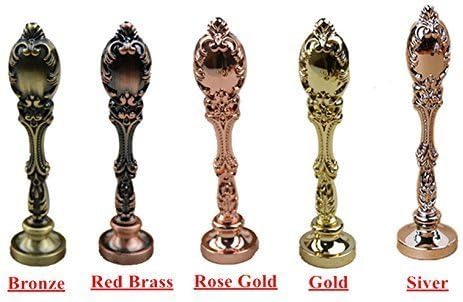 MNYR Customizable Personalized Custom Monogram Logo Picture Wax Seal Stamp Sealing Wax Sticks Spoon Wood Box Set Rose Gold Metal Handle Invitations Package Seal Wax Seal Stamp Melting Spoon Set