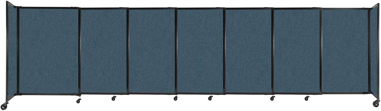 Versare Straightwall Sliding Portable Wall Partition | Freestanding Office Dividers | Locking Wheels | Temporary Room Separator | 15'6" Wide x 4' Tall Caribbean Fabric Panels