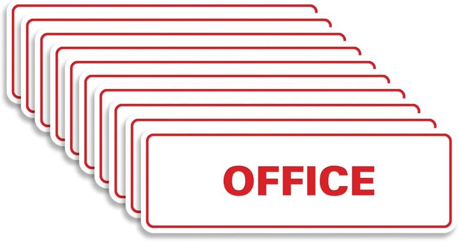 Signs ByLITA Standard Office Sign - Professional Business Signage - Easy to Install (White/Red) - Medium 10 Pack