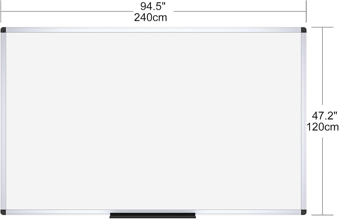 VIZ-PRO Dry Erase Board/Magnetic Whiteboard, 96 x 48 Inches, Large Wall Mounted Board for School Office and Home 8' x 4'