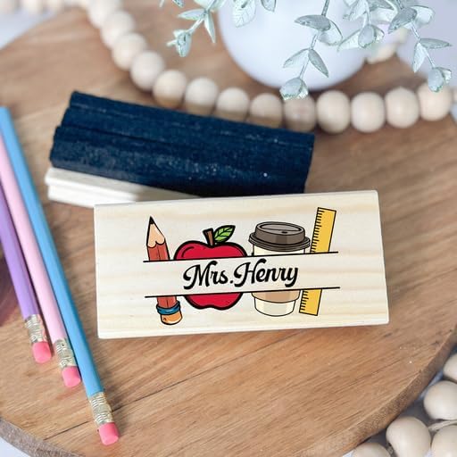 Personalized Name Chalkboard Eraser for Teachers – Dry Erase Board Cleaner –Back to School Supplies and First Day of School Gift- Custom Name