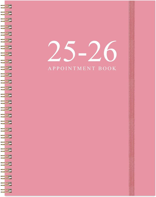 2025-2026 Appointment Book & Planner - 8.5" x 11" Daily Hourly Planner 2025 from July 2025 - June 2026, Weekly Appointment Book with 30-Minute Interval, Pink