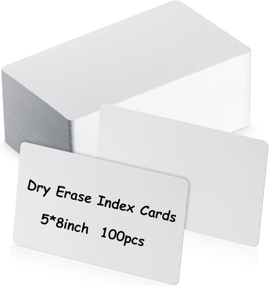 Harloon 100 Pcs Dry Erase Index Cards 5 x 8 Inch Laminated Reusable Dry Erase Note Cards Sheets for Office to Do List (White)