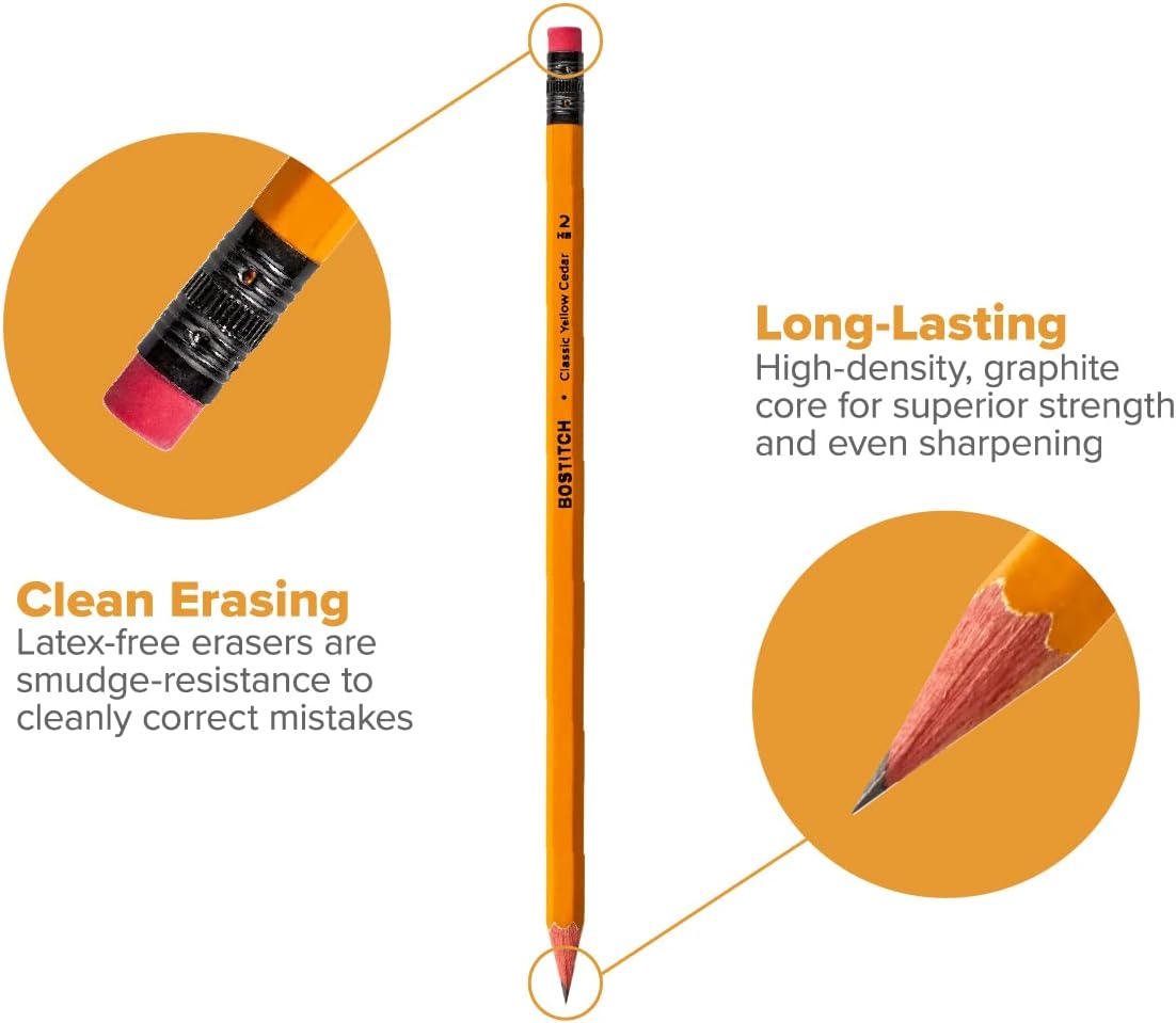 Bostitch Office Premium #2 Pencils, American Cedar Wood, Pre-Sharpened, HB Graphite, 72-Pack