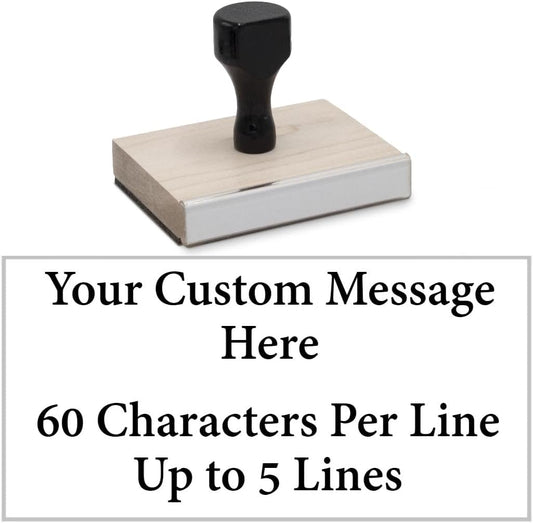 Infusion Custom Text Traditional Wood Stamp with Plastic Handle, 2" x 4"