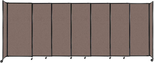 Versare Straightwall Sliding Portable Wall Partition | Freestanding Office Dividers | Locking Wheels | Temporary Room Separator | 15'6'' Wide x 6' Tall Latte Fabric Panels