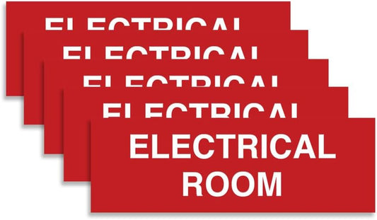 All Quality Basic Electrical Room Sign | Durable Construction | Building Safety - Lt Gray - Small (5 Pack)