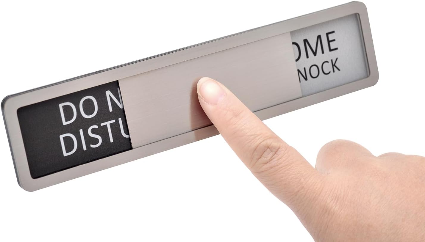 Kichwit 304 Stainless Steel Do Not Disturb Sign, Privacy Sign for Offices or Homes, Welcome Please Knock