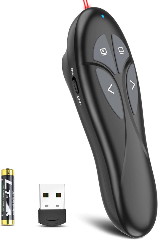 Wireless PowerPoint Remote Presentation Clicker - Presenter Remote PowerPoint Clicker with Red Laser Pointer Slide Advancer for Computer Laptop Mac
