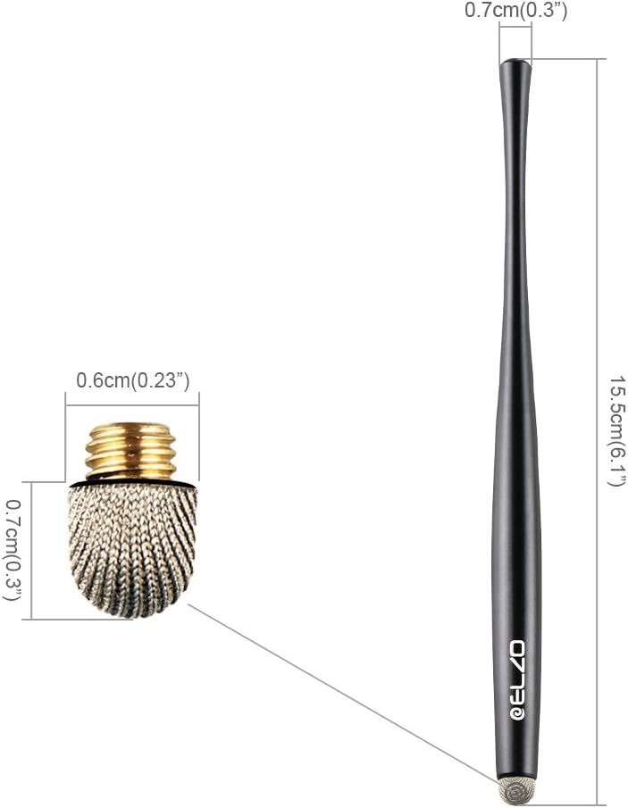 Elzo Stylus Pen Combo Universal Capacitive Touch Screen 2 Packs with 4 Replacement Fiber Fine Tips for Tablet iPad, iPhone, Samsung, Microsoft Surface Pro, HTC, Sony and More Android Phones