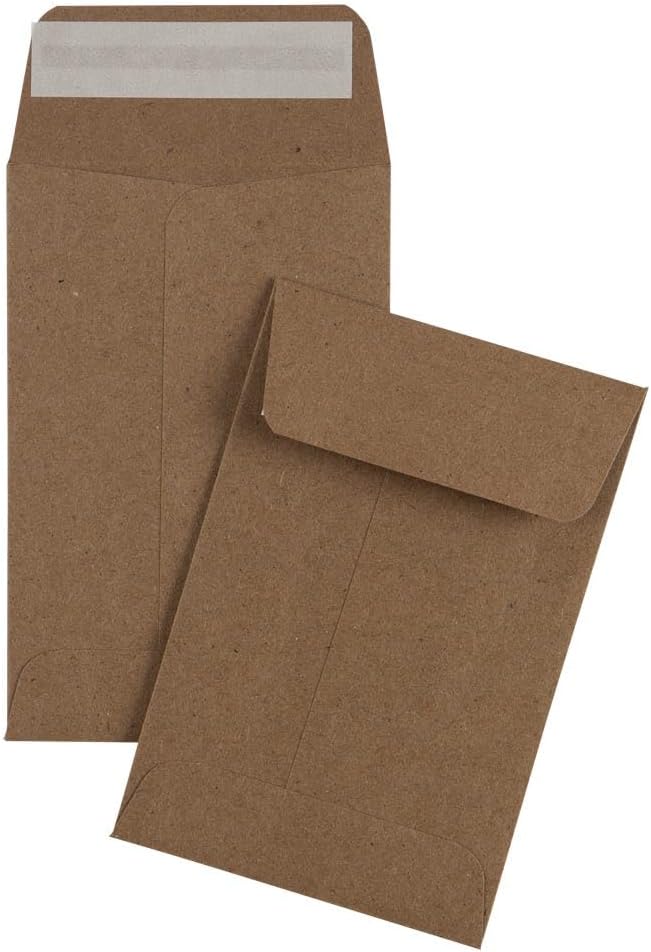 LUXPaper #4 Coin Envelopes | 3'' x 4 1/2'' | Grocery Bag Brown | 70lb. Text | 250 Qty