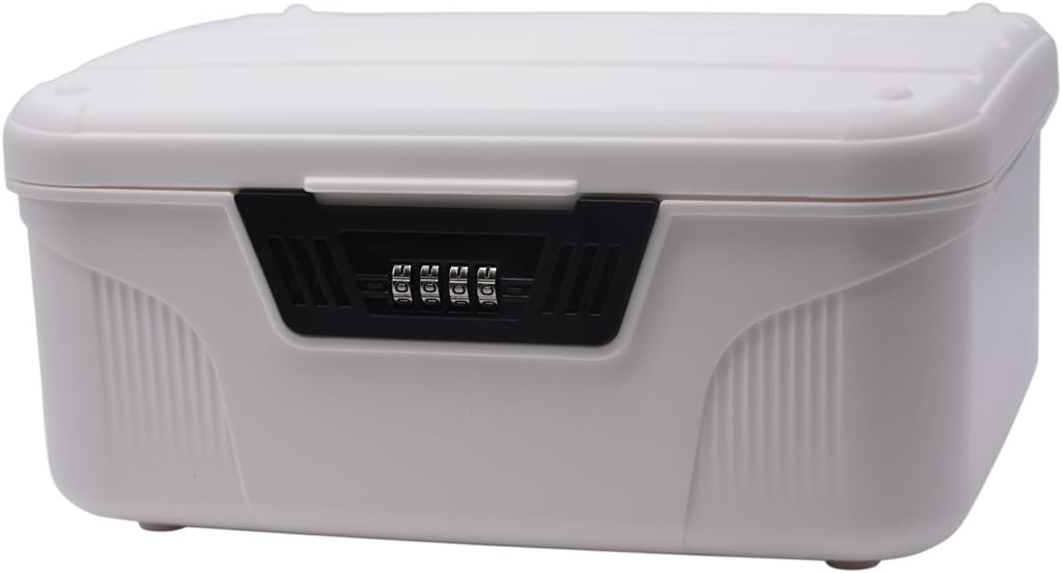 Storage Bin - 2.3 Gallon Locking Container with 4-Digit Combination Lock, Stackable Plastic Organizer Box for Usable As Item Organizer Or Office File Storage/Garage/Camping(White)