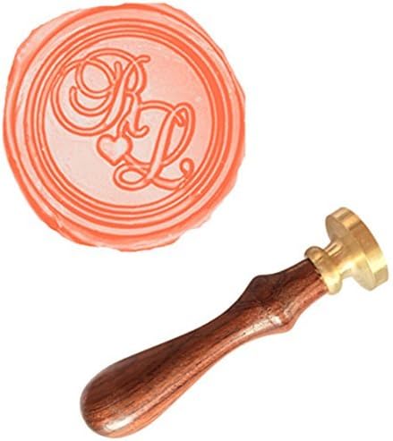 Customizable Custom Love Heart Wax Seal Stamp Personalized Two Letters Initials Monogram Picture Logo Sealing Wax Seal Stamp Wedding Invitation Christmas Card Gift Wrapping Wax Seal Stamp Set