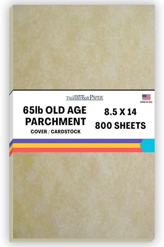 800 Old Age Parchment 65lb Cover Paper Sheets 8.5 X 14 Inches Cardstock Weight Colored Sheets 8.5" X 14" (8.5X14 Inches) Legal|Menu Size - Printable Parchment Semblance by The Pulp Process